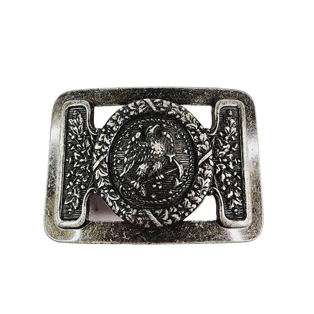 Vintage Silver Belt Buckle Western Rodeo‎ Cowboy American Eagle USA Patriotic
